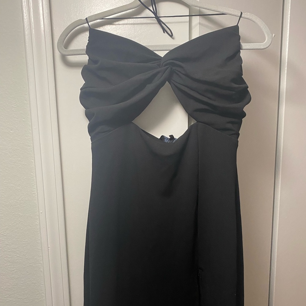 Lea and Viola black maxi dress with slit